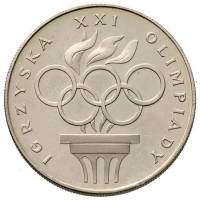 (1976) Монета Польша 1976 год 200 злотых "XXI Летняя Олимпиада Монреаль 1976"  Серебро Ag 625  UNC